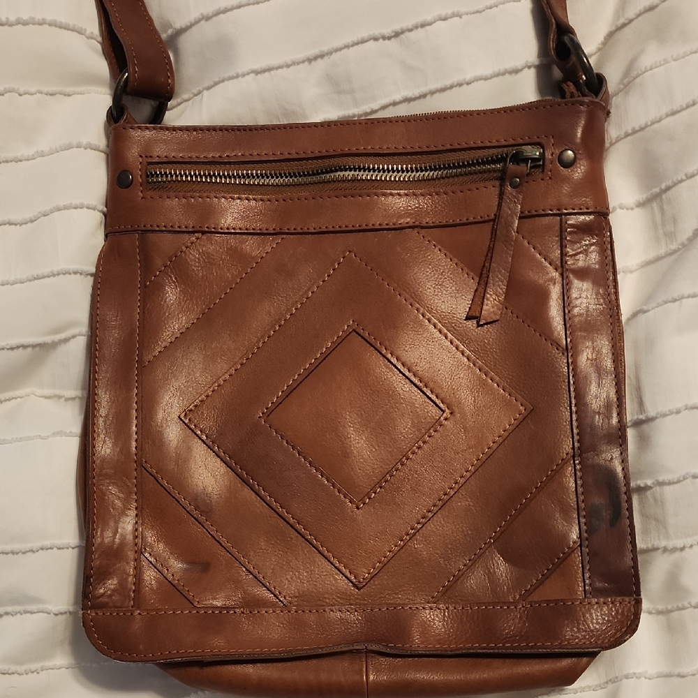 Vintage Lucky Brand Brown Leather Crossbody Bag